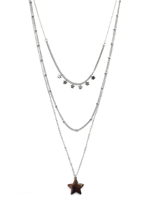 Star Layered Necklace | Silver