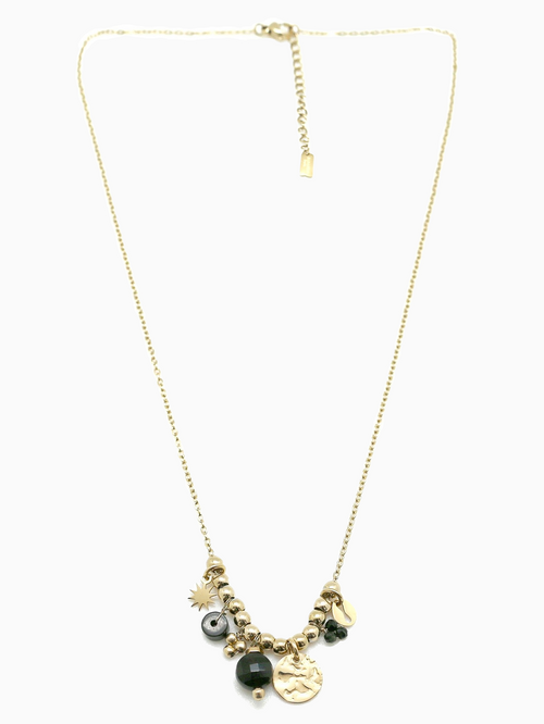 Star & Onyx Necklace | Gold