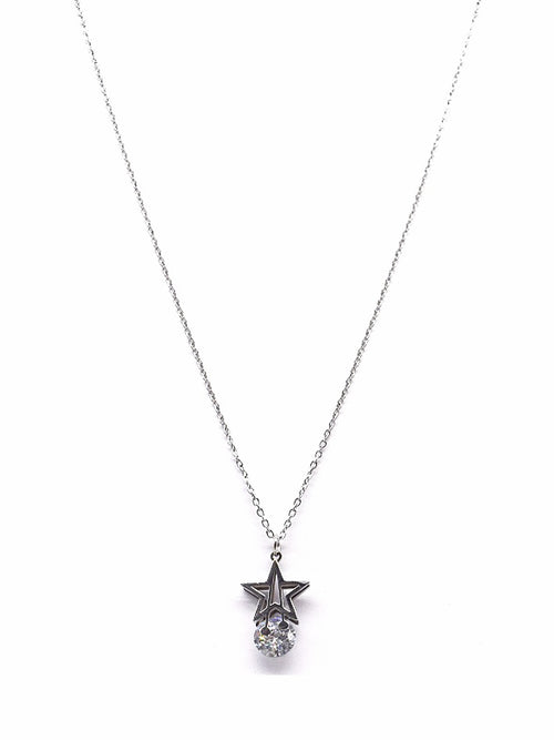 Star & Gemstone Necklace | Silver
