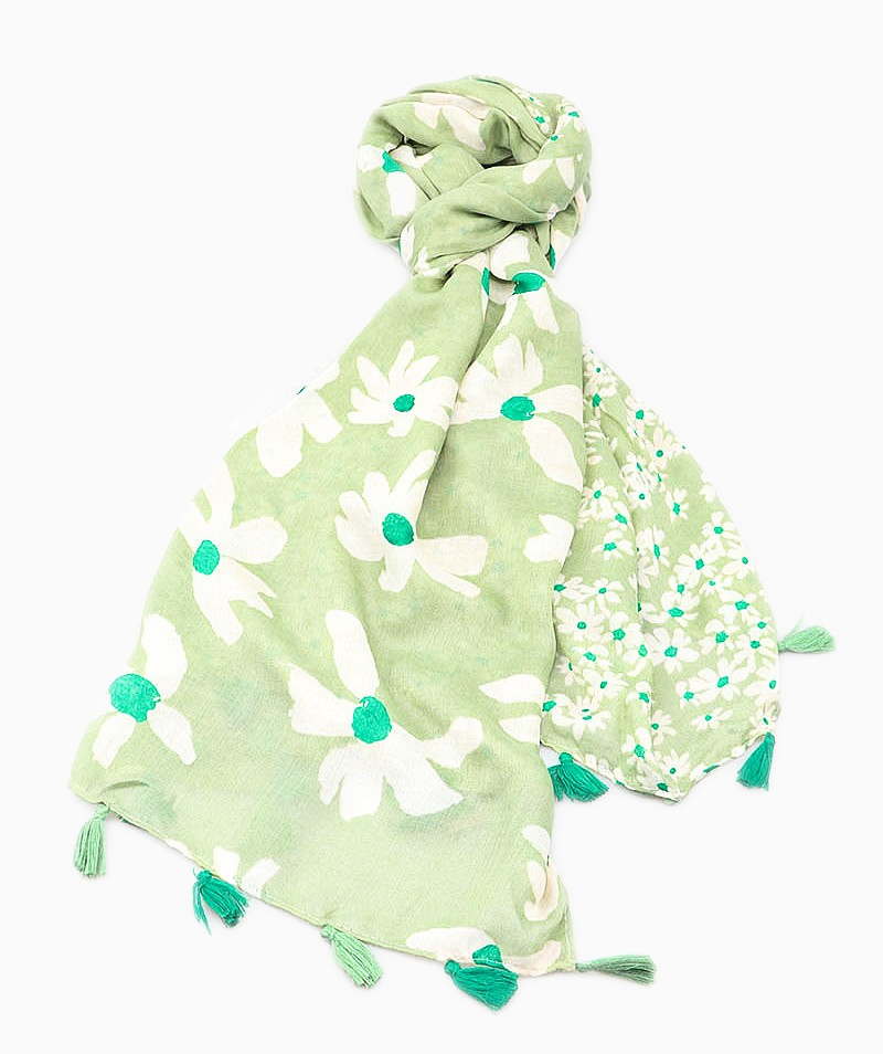 MELINA | Floral Scarf | Pale Green