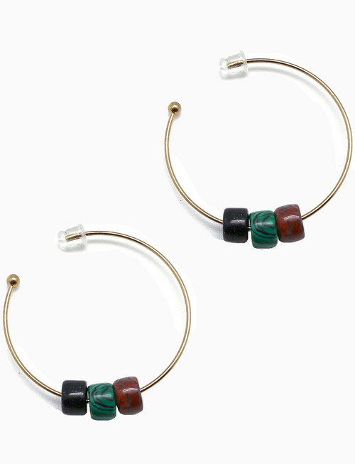 Natural Stone | Small Hoop Earrings | Gold