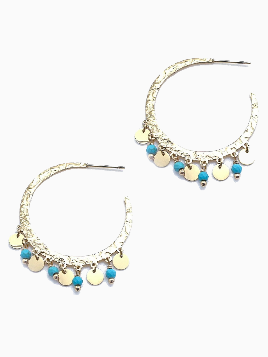 Turquoise Charm | Earrings | Gold