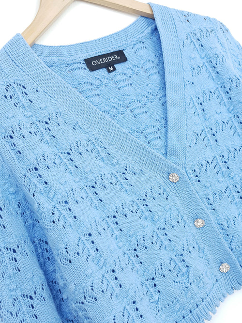 ALIZE | Embellished Crochet Cardigan | Blue