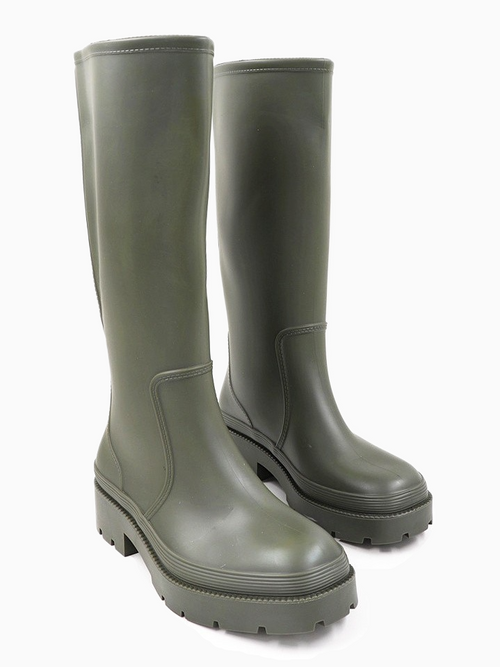 NADIYA | Chunky Rubberised Rain Boots | Green