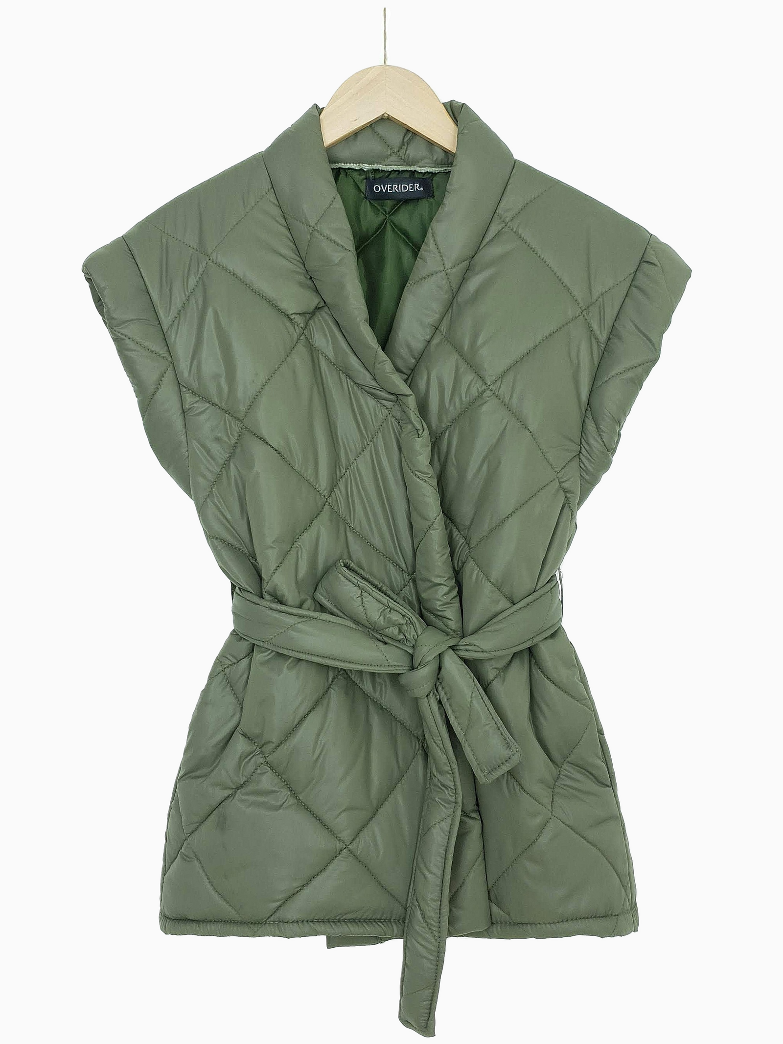 YEVA | Quilted Wrap Sleeveless Jacket | Olive