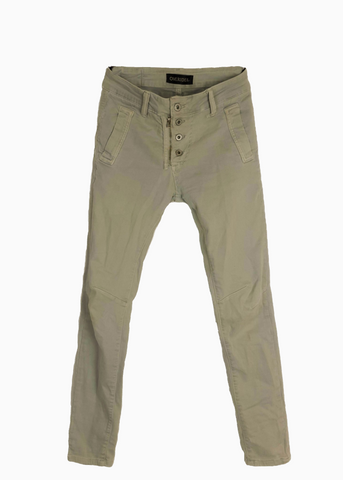 INGA | Skinny Jeans with Zip & Buttons | Khaki