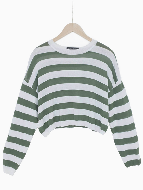 DITZA | Striped Sweater Top | Khaki