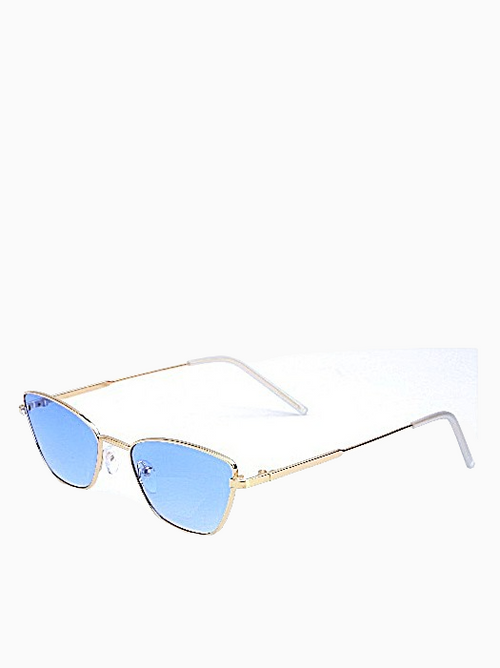 Sunglasses - Metal Rim | Gold | Blue Tint Lens
