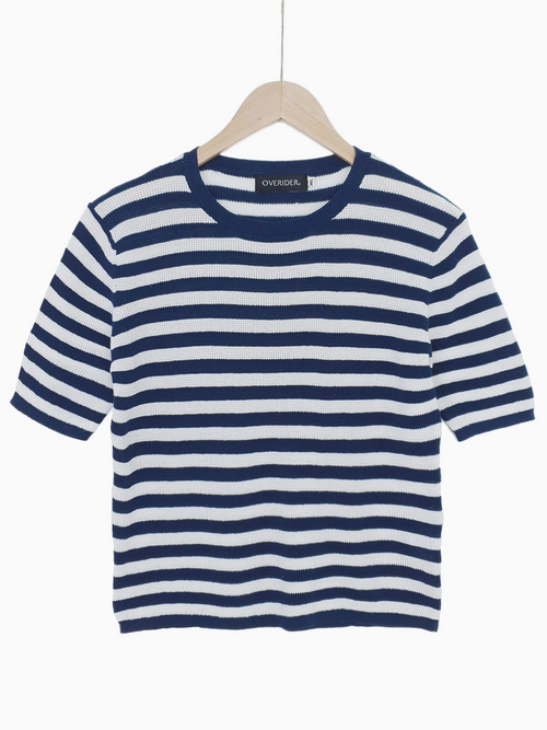 INNA | Breton Knit Sweater Top | Navy