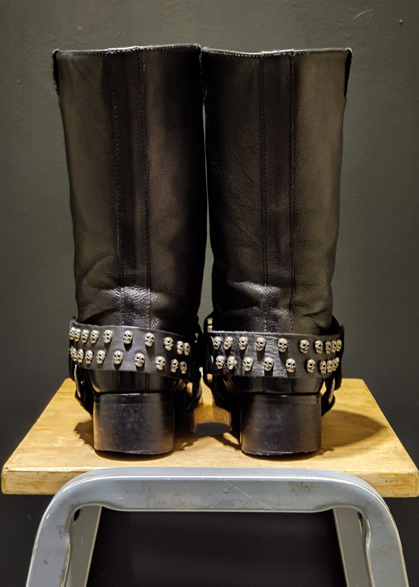 Preworn | Preloved <br> 'ZADIG & VOLTAIRE' <br>Skull Studded Biker Boots <br>Size 6 UK